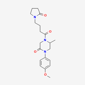 molecular formula C20H27N3O4 B5588950 1-(4-methoxyphenyl)-5-methyl-4-[4-(2-oxo-1-pyrrolidinyl)butanoyl]-2-piperazinone 