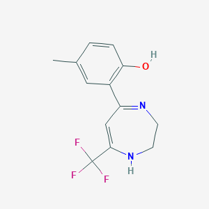 molecular formula C13H13F3N2O B5588959 4-methyl-2-[7-(trifluoromethyl)-2,3-dihydro-1H-1,4-diazepin-5-yl]phenol 