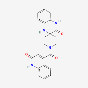 molecular formula C22H20N4O3 B5588962 1-[(2-oxo-1,2-dihydro-4-quinolinyl)carbonyl]-1',4'-dihydro-3'H-spiro[piperidine-4,2'-quinoxalin]-3'-one 