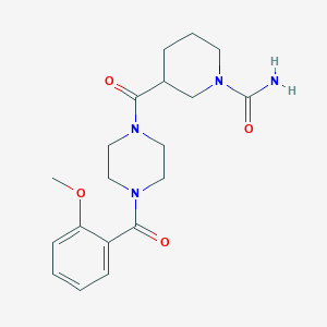 molecular formula C19H26N4O4 B5588973 3-{[4-(2-methoxybenzoyl)-1-piperazinyl]carbonyl}-1-piperidinecarboxamide 