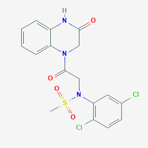 molecular formula C17H15Cl2N3O4S B5588979 N-(2,5-dichlorophenyl)-N-[2-oxo-2-(3-oxo-3,4-dihydro-1(2H)-quinoxalinyl)ethyl]methanesulfonamide 