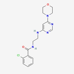 molecular formula C17H20ClN5O2 B5588992 2-chloro-N-(2-{[6-(4-morpholinyl)-4-pyrimidinyl]amino}ethyl)benzamide 