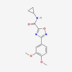 molecular formula C14H15N3O4 B5589000 N-cyclopropyl-3-(3,4-dimethoxyphenyl)-1,2,4-oxadiazole-5-carboxamide 