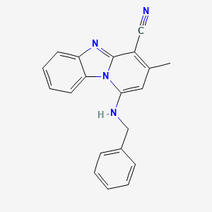 molecular formula C20H16N4 B5589008 1-(benzylamino)-3-methylpyrido[1,2-a]benzimidazole-4-carbonitrile 