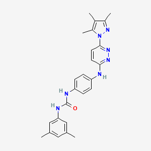 molecular formula C25H27N7O B5589017 N-(3,5-dimethylphenyl)-N'-(4-{[6-(3,4,5-trimethyl-1H-pyrazol-1-yl)-3-pyridazinyl]amino}phenyl)urea 
