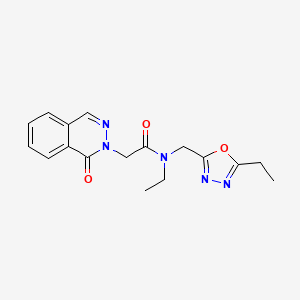 molecular formula C17H19N5O3 B5589040 N-ethyl-N-[(5-ethyl-1,3,4-oxadiazol-2-yl)methyl]-2-(1-oxo-2(1H)-phthalazinyl)acetamide 