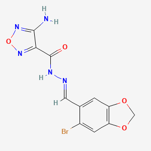 molecular formula C11H8BrN5O4 B5589073 4-amino-N'-[(6-bromo-1,3-benzodioxol-5-yl)methylene]-1,2,5-oxadiazole-3-carbohydrazide 