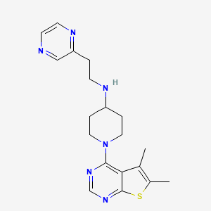 molecular formula C19H24N6S B5589094 1-(5,6-dimethylthieno[2,3-d]pyrimidin-4-yl)-N-(2-pyrazin-2-ylethyl)piperidin-4-amine 