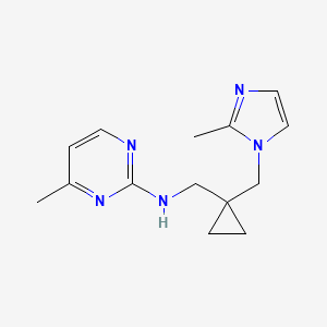molecular formula C14H19N5 B5589127 4-methyl-N-({1-[(2-methyl-1H-imidazol-1-yl)methyl]cyclopropyl}methyl)pyrimidin-2-amine 