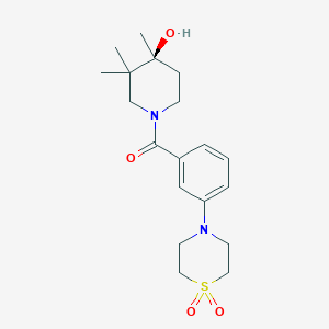 molecular formula C19H28N2O4S B5589135 (4S*)-1-[3-(1,1-dioxidothiomorpholin-4-yl)benzoyl]-3,3,4-trimethylpiperidin-4-ol 