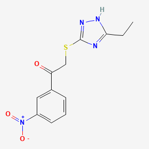 molecular formula C12H12N4O3S B5589154 2-[(5-ethyl-4H-1,2,4-triazol-3-yl)thio]-1-(3-nitrophenyl)ethanone 