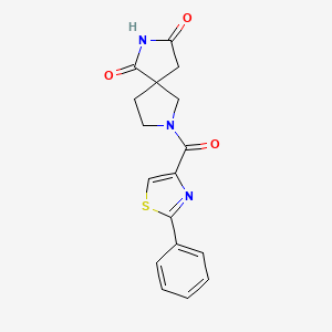 molecular formula C17H15N3O3S B5589202 7-[(2-phenyl-1,3-thiazol-4-yl)carbonyl]-2,7-diazaspiro[4.4]nonane-1,3-dione 