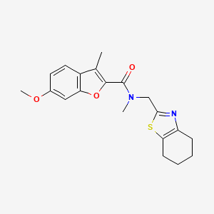 molecular formula C20H22N2O3S B5589228 6-methoxy-N,3-dimethyl-N-(4,5,6,7-tetrahydro-1,3-benzothiazol-2-ylmethyl)-1-benzofuran-2-carboxamide 