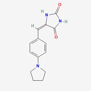 molecular formula C14H15N3O2 B5589247 5-[4-(1-pyrrolidinyl)benzylidene]-2,4-imidazolidinedione 