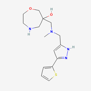 molecular formula C15H22N4O2S B5589259 6-[(methyl{[3-(2-thienyl)-1H-pyrazol-5-yl]methyl}amino)methyl]-1,4-oxazepan-6-ol dihydrochloride 