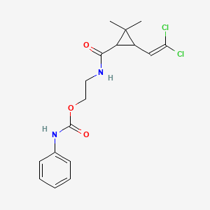 molecular formula C17H20Cl2N2O3 B5589278 2-({[3-(2,2-二氯乙烯基)-2,2-二甲基环丙基]羰基}氨基)乙基苯基氨基甲酸酯 