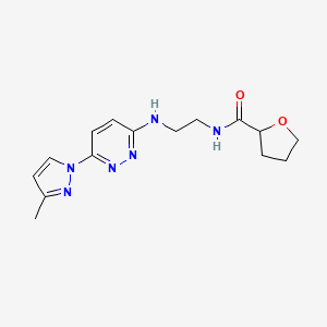 molecular formula C15H20N6O2 B5589291 N-(2-{[6-(3-methyl-1H-pyrazol-1-yl)-3-pyridazinyl]amino}ethyl)tetrahydro-2-furancarboxamide 