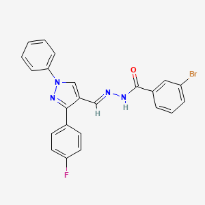 molecular formula C23H16BrFN4O B5589298 3-bromo-N'-{[3-(4-fluorophenyl)-1-phenyl-1H-pyrazol-4-yl]methylene}benzohydrazide 
