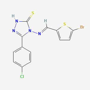 molecular formula C13H8BrClN4S2 B5589303 4-{[(5-bromo-2-thienyl)methylene]amino}-5-(4-chlorophenyl)-4H-1,2,4-triazole-3-thiol 