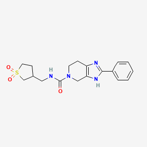 molecular formula C18H22N4O3S B5589352 N-[(1,1-dioxidotetrahydro-3-thienyl)methyl]-2-phenyl-1,4,6,7-tetrahydro-5H-imidazo[4,5-c]pyridine-5-carboxamide 
