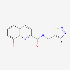 molecular formula C15H13FN4OS B5589371 8-fluoro-N-methyl-N-[(4-methyl-1,2,3-thiadiazol-5-yl)methyl]-2-quinolinecarboxamide 