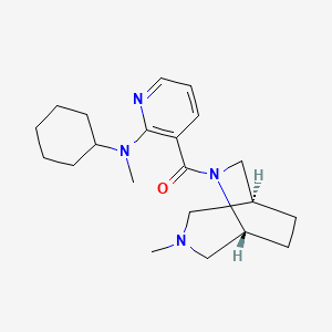 molecular formula C21H32N4O B5589382 N-cyclohexyl-N-methyl-3-{[(1S*,5R*)-3-methyl-3,6-diazabicyclo[3.2.2]non-6-yl]carbonyl}-2-pyridinamine 