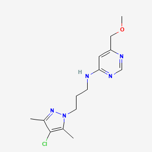 molecular formula C14H20ClN5O B5589384 N-[3-(4-chloro-3,5-dimethyl-1H-pyrazol-1-yl)propyl]-6-(methoxymethyl)pyrimidin-4-amine 
