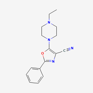 molecular formula C16H18N4O B5589393 5-(4-ethyl-1-piperazinyl)-2-phenyl-1,3-oxazole-4-carbonitrile 