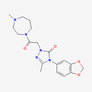 molecular formula C18H23N5O4 B5589397 4-(1,3-benzodioxol-5-yl)-5-methyl-2-[2-(4-methyl-1,4-diazepan-1-yl)-2-oxoethyl]-2,4-dihydro-3H-1,2,4-triazol-3-one 