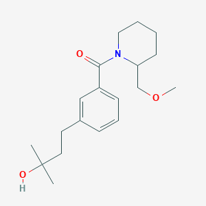 molecular formula C19H29NO3 B5589401 4-(3-{[2-(methoxymethyl)-1-piperidinyl]carbonyl}phenyl)-2-methyl-2-butanol 