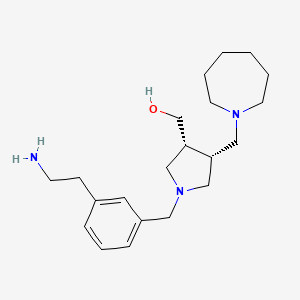 molecular formula C21H35N3O B5589422 [rel-(3R,4R)-1-[3-(2-aminoethyl)benzyl]-4-(1-azepanylmethyl)-3-pyrrolidinyl]methanol dihydrochloride 