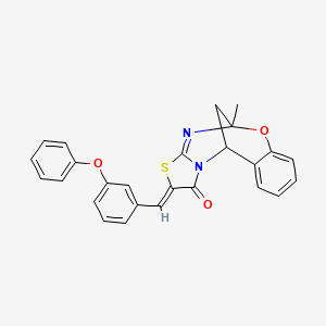 9-methyl-13-(3-phenoxybenzylidene)-8-oxa-12-thia-10,15-diazatetracyclo[7.6.1.0~2,7~.0~11,15~]hexadeca-2,4,6,10-tetraen-14-one