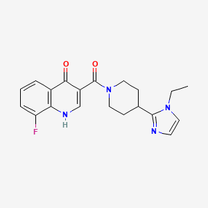 molecular formula C20H21FN4O2 B5589448 3-{[4-(1-ethyl-1H-imidazol-2-yl)-1-piperidinyl]carbonyl}-8-fluoro-4(1H)-quinolinone 