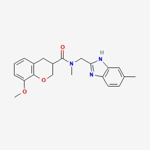 molecular formula C21H23N3O3 B5589467 8-甲氧基-N-甲基-N-[(5-甲基-1H-苯并咪唑-2-基)甲基]-3-色满羧酰胺 