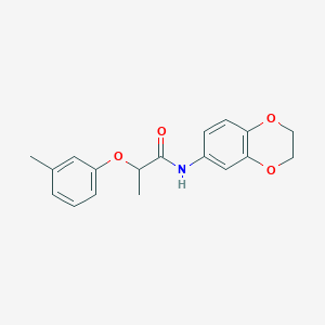 molecular formula C18H19NO4 B5589484 N-(2,3-dihydro-1,4-benzodioxin-6-yl)-2-(3-methylphenoxy)propanamide 