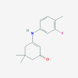 molecular formula C15H18FNO B5589491 3-[(3-fluoro-4-methylphenyl)amino]-5,5-dimethyl-2-cyclohexen-1-one 