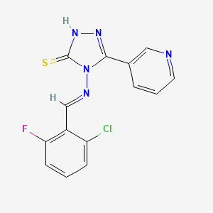 molecular formula C14H9ClFN5S B5589495 4-[(2-氯-6-氟苄叉亚胺)氨基]-5-(3-吡啶基)-4H-1,2,4-三唑-3-硫醇 