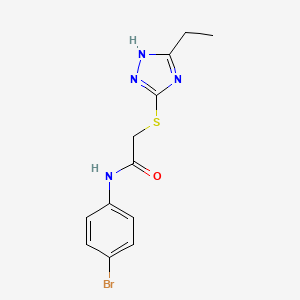 molecular formula C12H13BrN4OS B5589523 N-(4-溴苯基)-2-[(5-乙基-4H-1,2,4-三唑-3-基)硫代]乙酰胺 