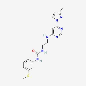 molecular formula C18H21N7OS B5589576 N-(2-{[6-(3-methyl-1H-pyrazol-1-yl)-4-pyrimidinyl]amino}ethyl)-N'-[3-(methylthio)phenyl]urea 