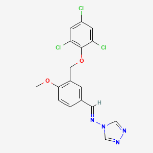 molecular formula C17H13Cl3N4O2 B5589641 N-{4-甲氧基-3-[(2,4,6-三氯苯氧基)甲基]亚苄基}-4H-1,2,4-三唑-4-胺 