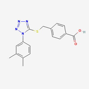 molecular formula C17H16N4O2S B5589649 4-({[1-(3,4-dimethylphenyl)-1H-tetrazol-5-yl]thio}methyl)benzoic acid 