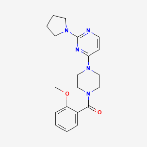 molecular formula C20H25N5O2 B5589653 4-[4-(2-methoxybenzoyl)-1-piperazinyl]-2-(1-pyrrolidinyl)pyrimidine 