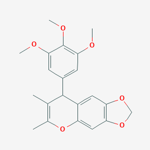 molecular formula C21H22O6 B055897 6,7-dimethyl-8-(3,4,5-trimethoxyphenyl)-8H-[1,3]dioxolo[4,5-g]chromene CAS No. 116409-24-6