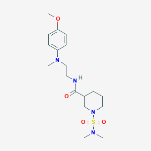 molecular formula C18H30N4O4S B5589719 1-[(二甲氨基)磺酰基]-N-{2-[(4-甲氧基苯基)(甲基)氨基]乙基}-3-哌啶甲酰胺 