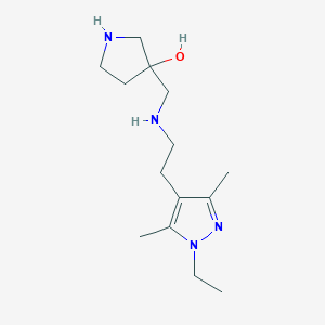 molecular formula C14H26N4O B5589762 3-({[2-(1-ethyl-3,5-dimethyl-1H-pyrazol-4-yl)ethyl]amino}methyl)-3-pyrrolidinol dihydrochloride 