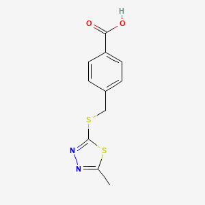 molecular formula C11H10N2O2S2 B5589763 4-{[(5-methyl-1,3,4-thiadiazol-2-yl)thio]methyl}benzoic acid 