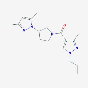 molecular formula C17H25N5O B5589767 4-{[3-(3,5-二甲基-1H-吡唑-1-基)-1-吡咯烷基]羰基}-3-甲基-1-丙基-1H-吡唑 