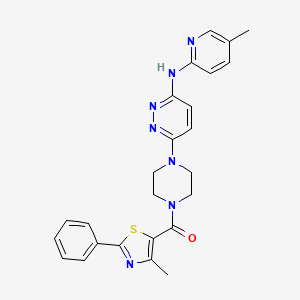 molecular formula C25H25N7OS B5589791 6-{4-[(4-methyl-2-phenyl-1,3-thiazol-5-yl)carbonyl]-1-piperazinyl}-N-(5-methyl-2-pyridinyl)-3-pyridazinamine 