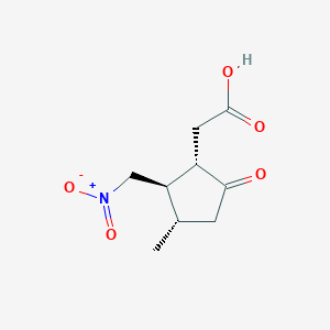 molecular formula C9H13NO5 B055898 2-[(1S,2R,3S)-3-methyl-2-(nitromethyl)-5-oxocyclopentyl]acetic acid CAS No. 123000-45-3
