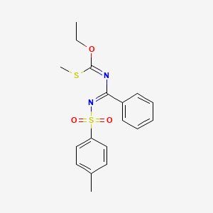 molecular formula C18H20N2O3S2 B5589816 O-ethyl S-methyl [{[(4-methylphenyl)sulfonyl]imino}(phenyl)methyl]imidothiocarbonate 